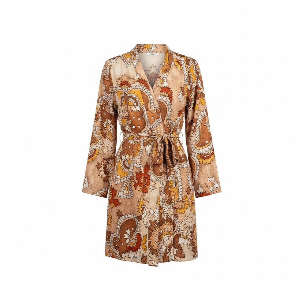 BCBG Max Azria Floral Kimono Wmns L Open Tie Midi NWT‎ Shirt Layer Boho Festival